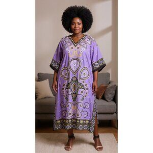 Women Purple Maxi Dress Fit and Flare Kaftan Moo Moos Dresses by Gypsie Blu